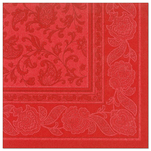 Serviettes "ROYAL Collection" pliage 40 cm x 40 cm rouge "Ornaments" 