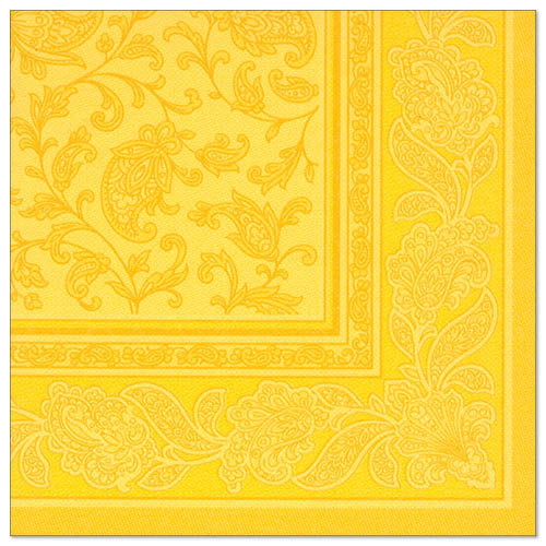 Serviettes "ROYAL Collection" pliage 40 cm x 40 cm jaune "Ornaments" 