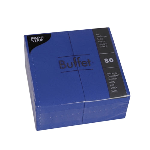 Serviettes. 2 plis pliage 1/8 33 cm x 33 cm bleu foncé 