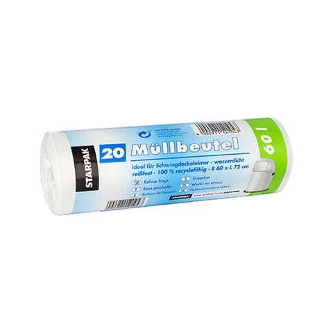 Sacs poubelle. LDPE 60 l 72 cm x 60 cm blanc (320 unités)
