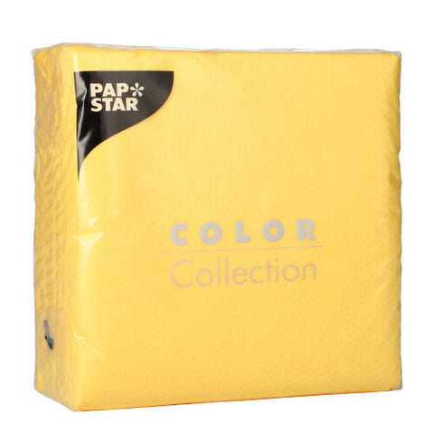 Serviettes. 1 pli pliage 33 cm x 33 cm jaune
