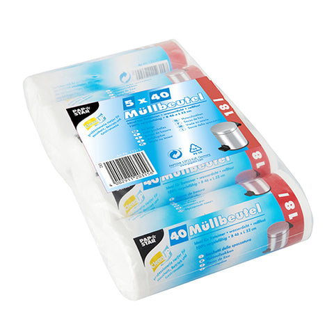 Sacs poubelle. HDPE 18 l 52 cm x 46 cm blanc (1200 unités)