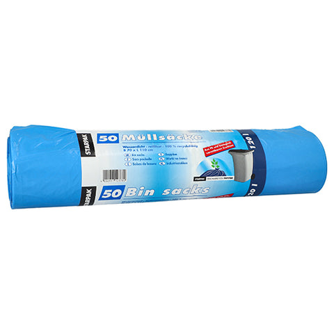 Sacs poubelle. HDPE 120 l 110 cm x 70 cm bleu avec ajout biodégradable (200 unités)