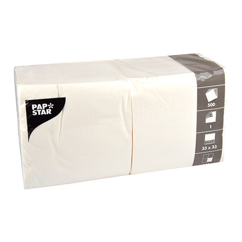 Serviettes. 1 pli pliage 33 cm x 33 cm blanc
