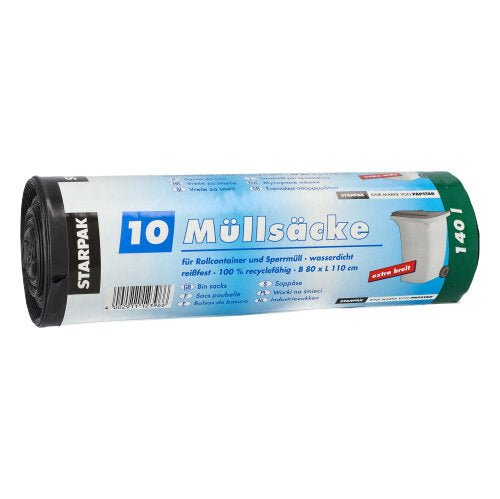 Sacs poubelle. LDPE 140 l 110 cm x 80 cm noir (90 unités)