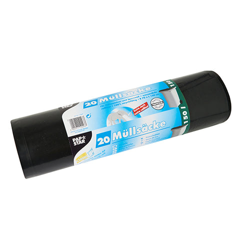 Sacs poubelle. LDPE 150 l 150 cm x 70 cm noir extra fort et très résistant à la déchirure (80 unités)