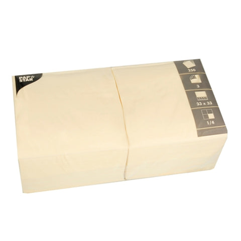 Serviettes. 3 plis pliage 33 cm x 33 cm crème