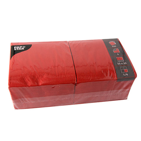 Serviettes. 3 plis pliage 33 cm x 33 cm rouge
