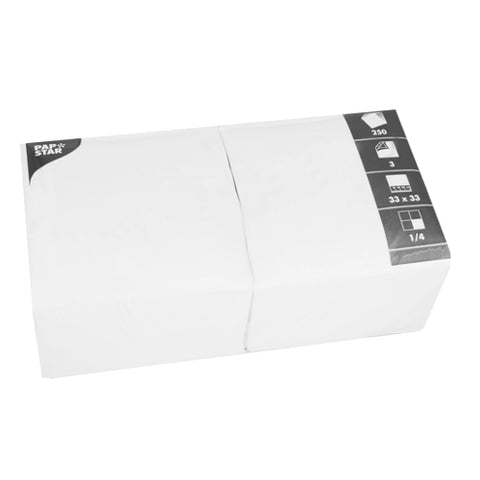 Serviettes. 3 plis pliage 33 cm x 33 cm blanc 