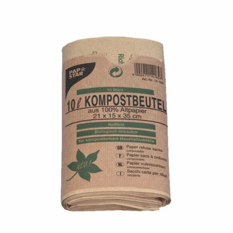 Sacs compostables en papier 10 l 35 cm x 21 cm x 15 cm marron (200 unités)