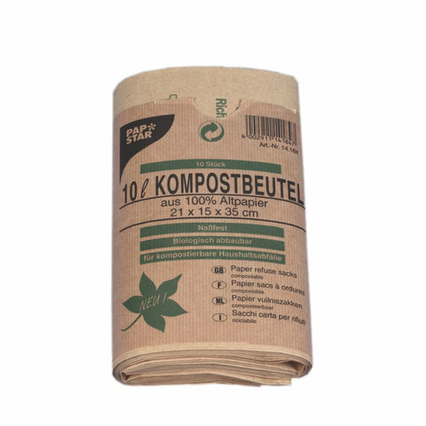 Sacs compostables en papier 10 l 35 cm x 21 cm x 15 cm marron (200 unités)