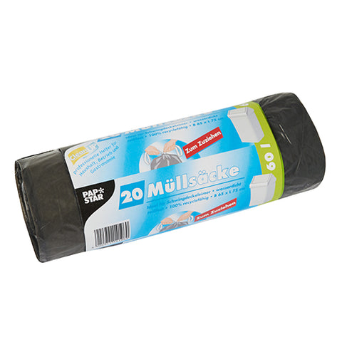 Sacs poubelle lien de fermeture. LDPE 60 l 75 cm x 65 cm gris (240 unités)