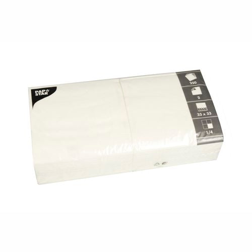 Serviettes, 2 plis pliage 33 cm x 33 cm blanc