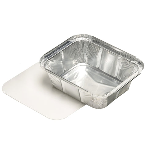 Plats avec couvercles en carton laminé avec le PE rectangulaire 0.5 l 4.2 cm x 11.4 cm x 14 cm (100 unités)