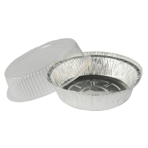Plats en aluminium avec couvercles rond 770 ml Ø 18.2 cm · 8 cm (250 unités)