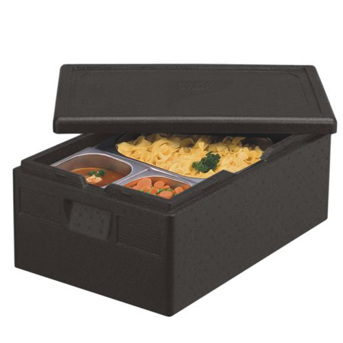 Boîtes isothermes de transport en P.P.E. 60 cm x 40 cm x 23 cm noir "Gastro-Norm 1/1" (5 unités)