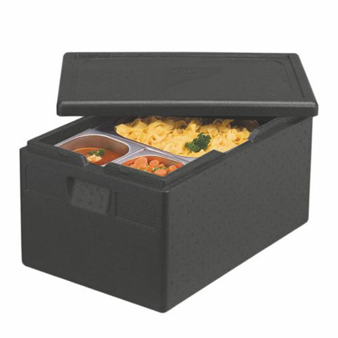 Boîtes isothermes de transport en P.P.E. 60 cm x 40 cm x 28 cm noir "Gastro-Norm 1/1" (4 unités)