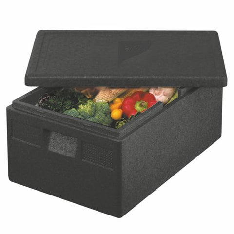 Boîtes isothermes de transport en P.P.E. 68.5 cm x 48.5 cm x 36 cm noir "Euro-Norm" (2 unités)