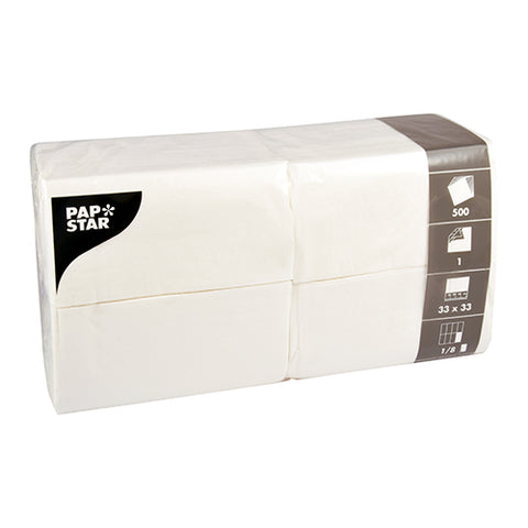 Serviettes. 1 pli pliage 1/8 33 cm x 33 cm blanc
