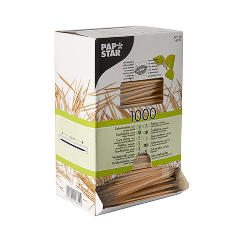 Cure dents, bois emballé rond 6,5 cm avec menthe (12000 unités)