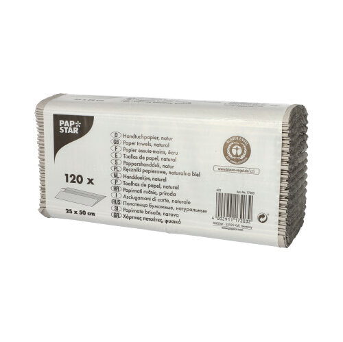 Feuilles Papier essuie-mains C-Falz 50 cm x 25 cm naturel 1 pli (2400 unités)