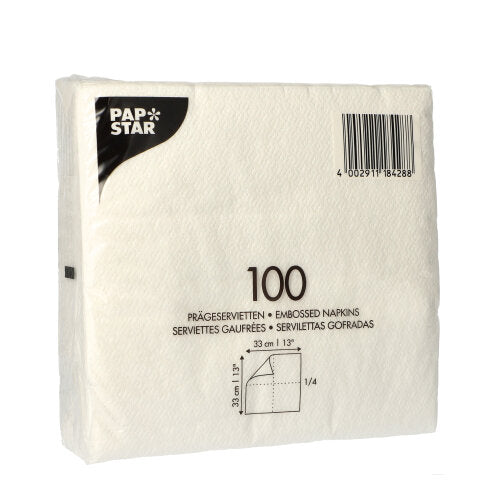 Serviettes. 1 pli pliage 33 cm x 33 cm blanc