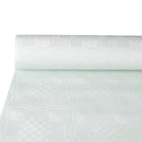 Nappe damassée 10 m x 1.2 m blanc (25 unités)