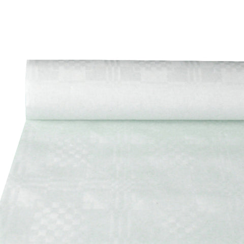 Nappe damassée 10 m x 1.2 m blanc (25 unités)