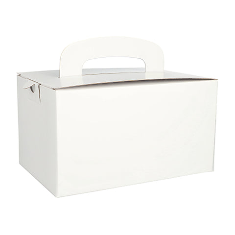 Panier-repas en carton rectangulaire 12,5 cm x 15,5 cm x 22,5 cm blanc avec poignée