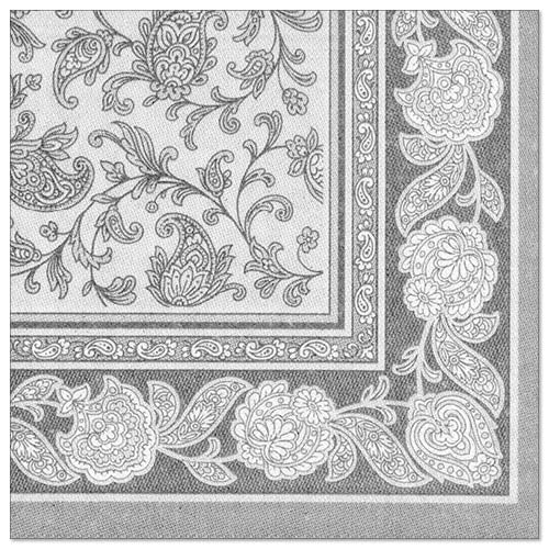 Serviettes "ROYAL Collection" pliage 40 cm x 40 cm gris "Ornaments" 