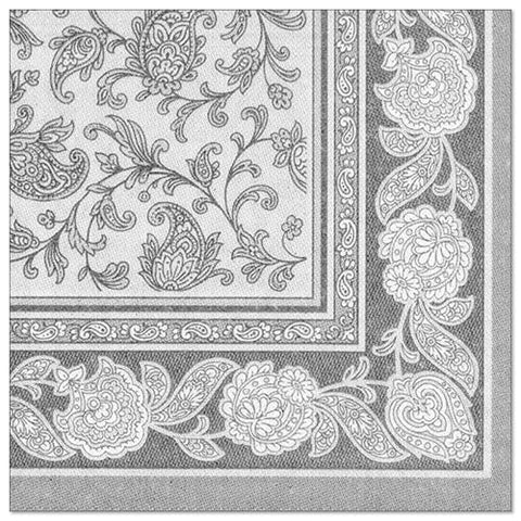 Serviettes "ROYAL Collection" pliage 40 cm x 40 cm gris "Ornaments" 
