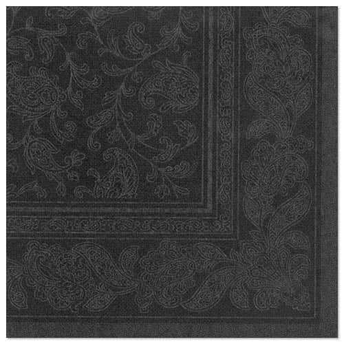 Serviettes "ROYAL Collection" pliage 40 cm x 40 cm noir "Ornaments"