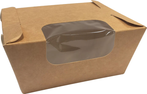 Boîtes repas biopack fenêtrée 750ml carton brun (450 unités)