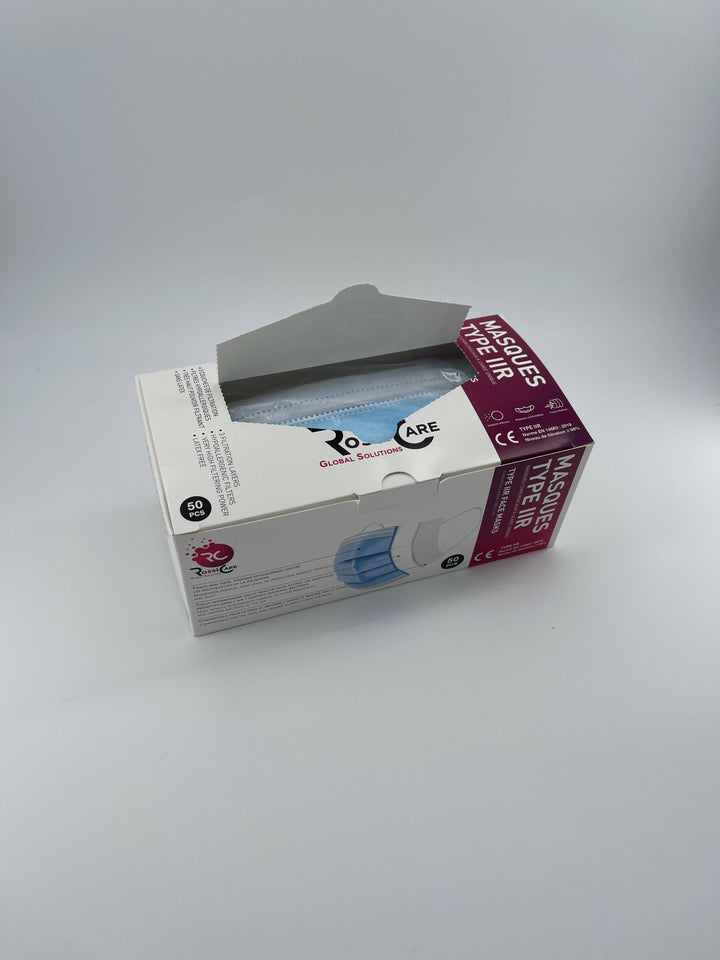 Masques chirurgicaux type 2R Bleu - Rossi Care - 40 boites de 50 masques - Total 2000 unités