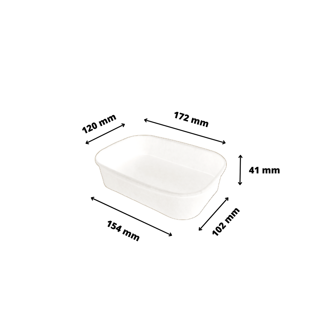 Bol kraft rectangulaire blanc 500 mL 17,3x12,1x4,1 (300 unités)