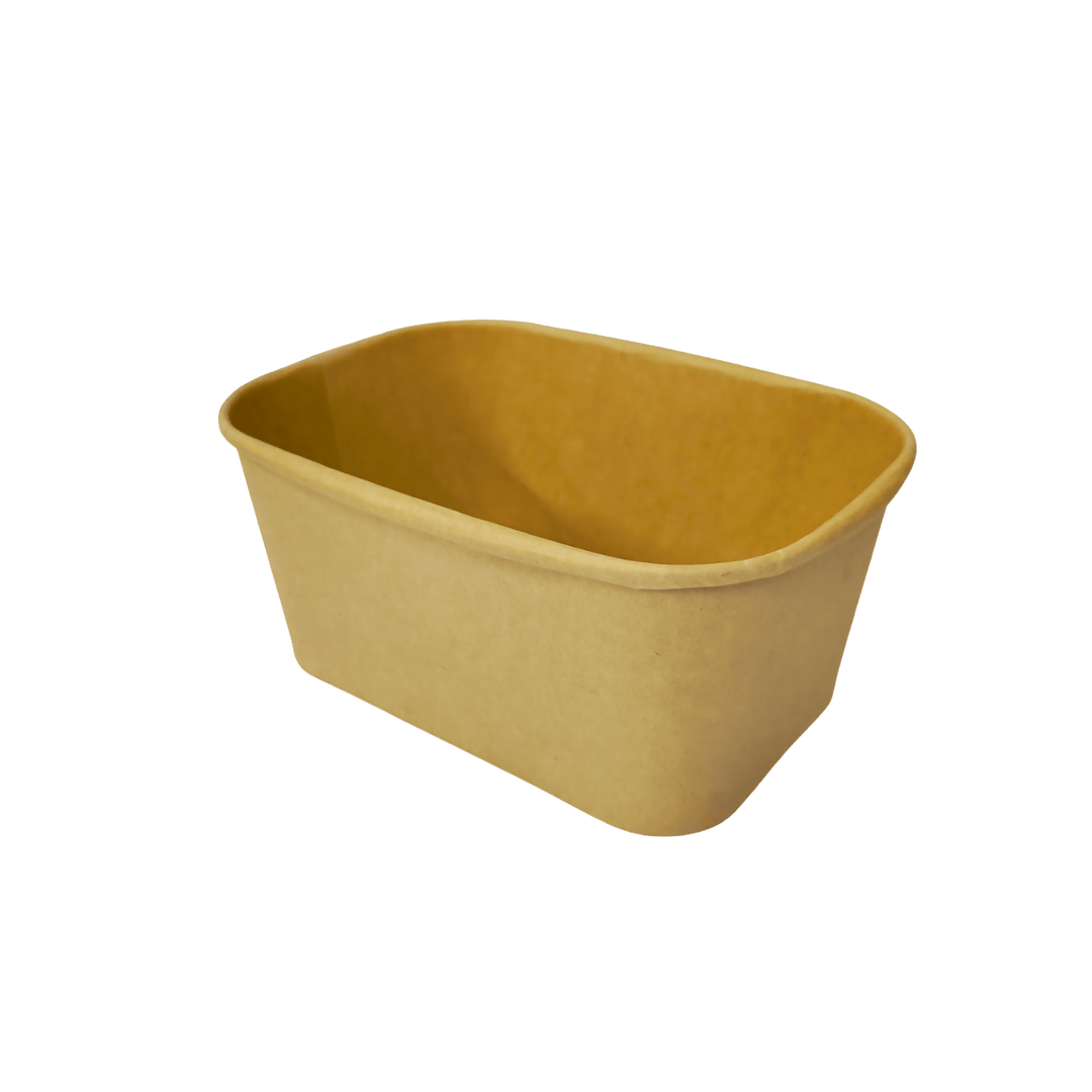 Bol kraft rectangulaire 1000 mL 17,3x12,1x7,5 avec couvercle PP (300 unités)