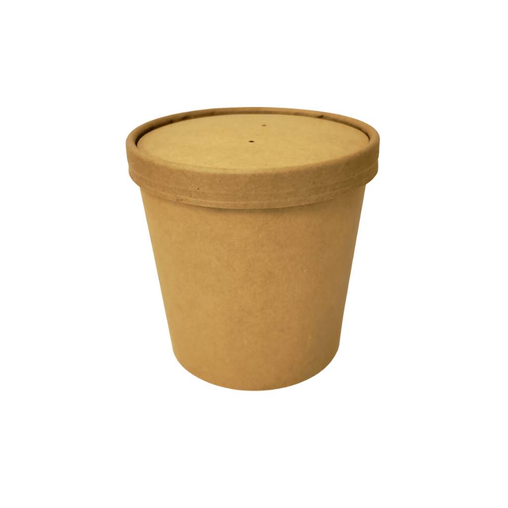 Pot kraft + couvercle kraft 780mL / 26oz 11,8x9,6x10,8cm (500 unités)