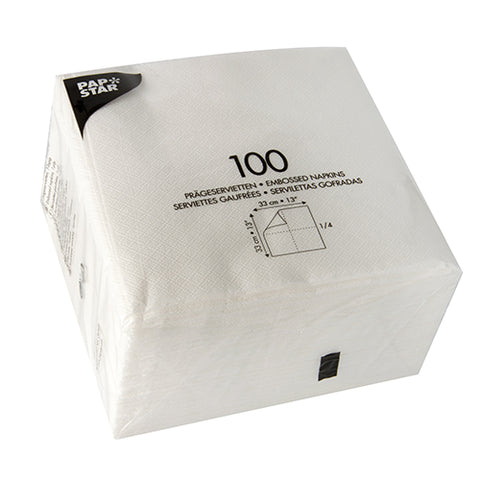 Serviettes. 1 pli pliage 33 cm x 33 cm blanc