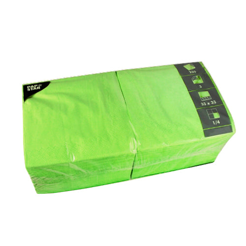 Serviettes. 3 plis pliage 33 cm x 33 cm vert anis
