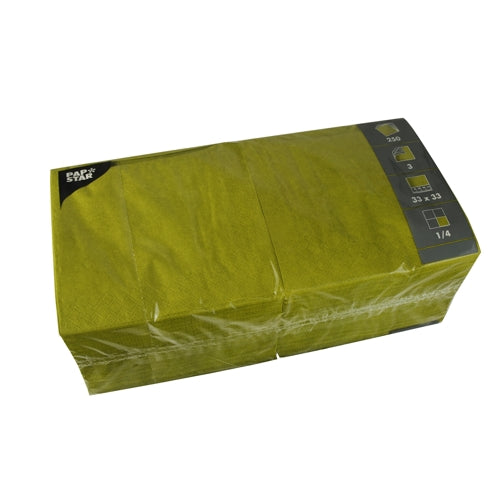Serviettes. 3 plis pliage 33 cm x 33 cm vert olive 