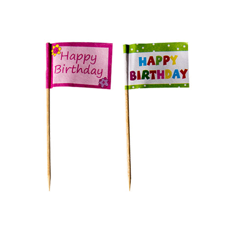 Piques décoratives 8 cm "Happy Birthday" (240 unités)