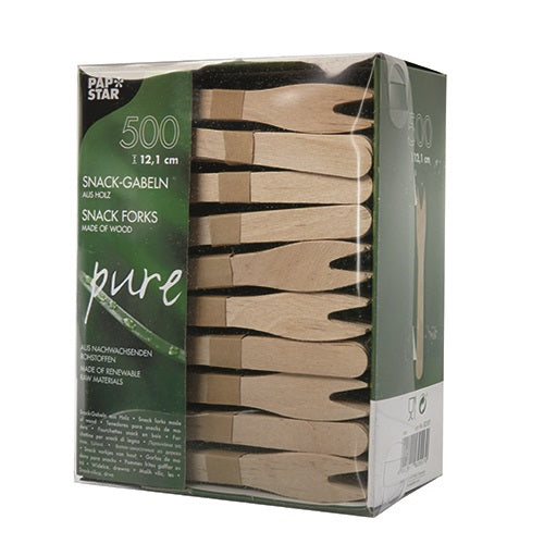 Fourchette snack en bois "pure" 12,1 cm (4000 unités)