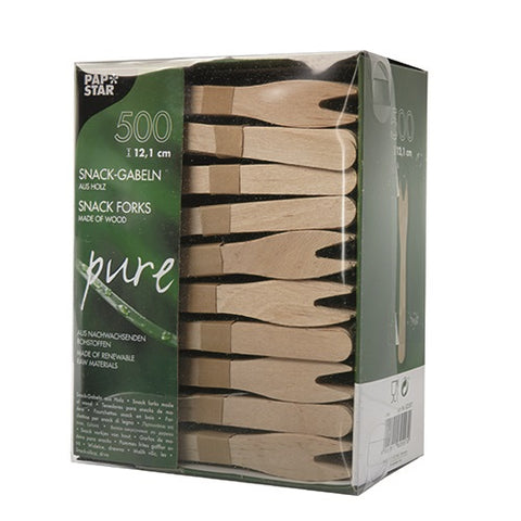 Fourchette snack en bois "pure" 12,1 cm (4000 unités)