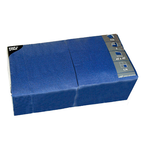 Serviettes. 3 plis pliage 40 cm x 40 cm bleu foncé 