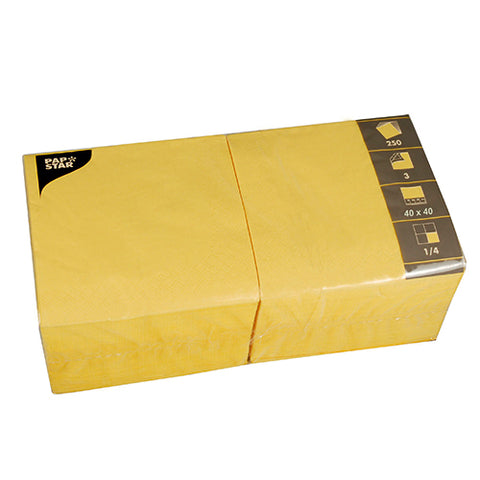 Serviettes. 3 plis pliage 40 cm x 40 cm jaune
