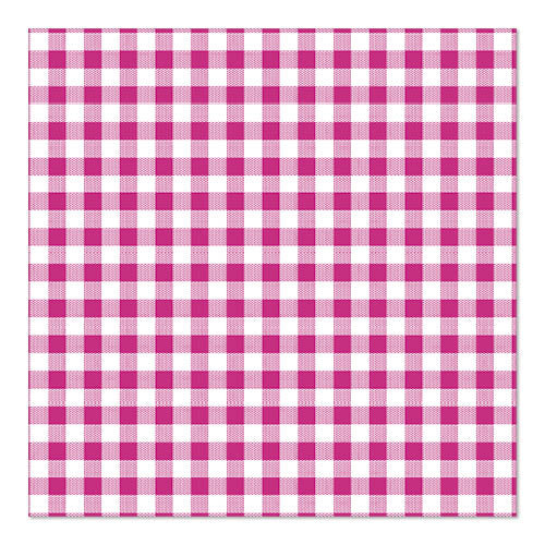 Serviettes. 3 plis pliage 33 cm x 33 cm fuchsia "Vichy Karo"