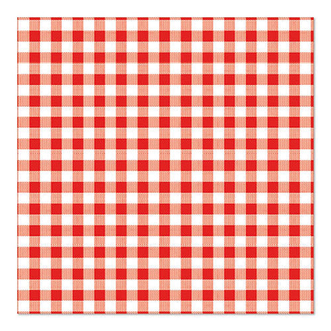 Serviettes. 3 plis pliage 33 cm x 33 cm rouge "Vichy Karo"