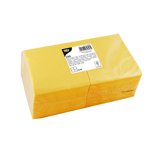 Serviettes. 3 plis pliage 24 cm x 24 cm jaune