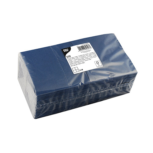 Serviettes. 3 plis pliage 24 cm x 24 cm bleu foncé