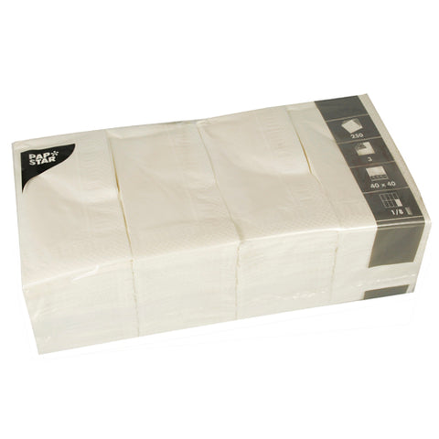 Serviettes. 3 plis pliage 1/8 40 cm x 40 cm blanc